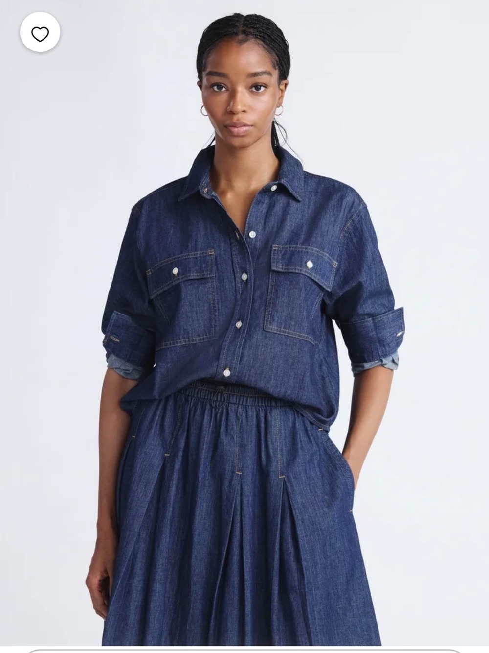 Free Assembly Classic Dark Blue Denim button down utility shirt size small